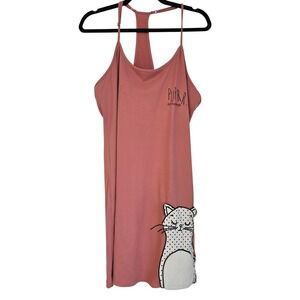 La Vie en Rose Pink Cat Graphic "Purrr Let Me Sleep" Nightie‎ Dress XL/TG